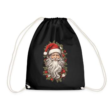 Nostalgischer Weihnachtszauber Weihnachtsmann - Turnbeutel - Schwarz - Vorne