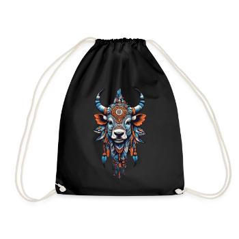 Indische Kuh Mandala Esoterik Spirit Design - Turnbeutel - Schwarz - Vorne