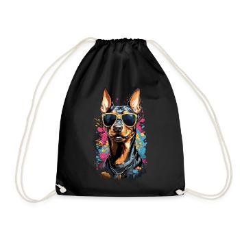 Cooler Dobermann Hund Design mit Stil - Turnbeutel - Schwarz - Vorne