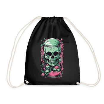 Goth Skull Candy Pastel Gothic Weirdcore Design - Drawstring Bag - black - Front