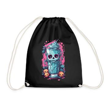 Occult Goth Kawaii Toxic Milkshake Design - Drawstring Bag - black - Front
