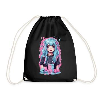 Kawaii Anime Girl Gothique Milkshake Manga Design - Sac de sport léger - noir - Devant