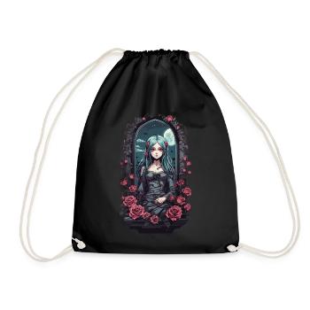 Kawaii Goth Anime E-Girl Design victorien - Sac de sport léger - noir - Devant