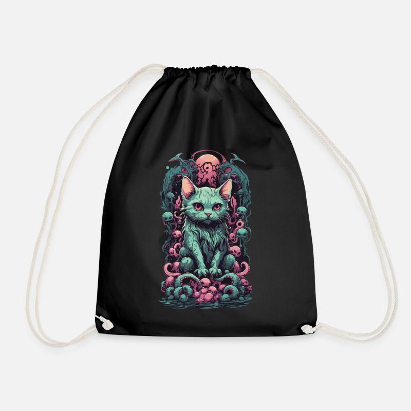 Katzen Dämon Tentakel Unterwelt Gothic Kunst - Turnbeutel - Schwarz