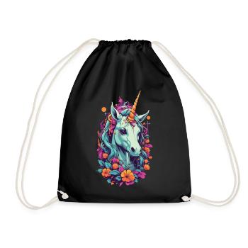 Magical Unicorn in Pastel Rainbow Colors - Drawstring Bag - black - Front