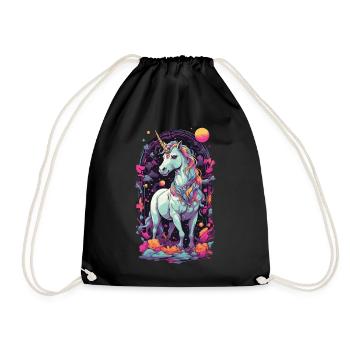 Pastell Einhorn Vaporwave Retro Stil Magie Design - Turnbeutel - Schwarz - Vorne