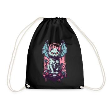 Goth Pastel chat démon Roses amoureux des chats - Sac de sport léger - noir - Devant