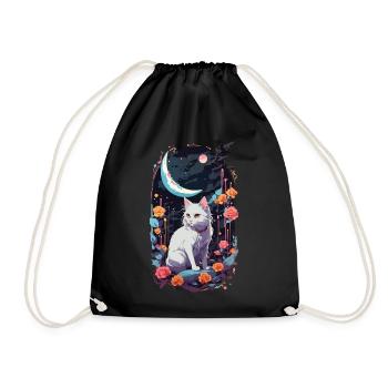 Mystical Night Cats Pastel Gothic Design - Drawstring Bag - black - Front