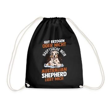 Australian Shepherd Hund Aussie - Turnbeutel - Schwarz - Vorne