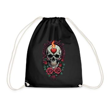 Skull in Love - Turnbeutel - Schwarz - Vorne