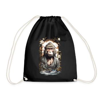 Figure mythique singe fleurs de cerisier Ukiyo-E Style Vintage - Sac de sport léger - noir - Devant