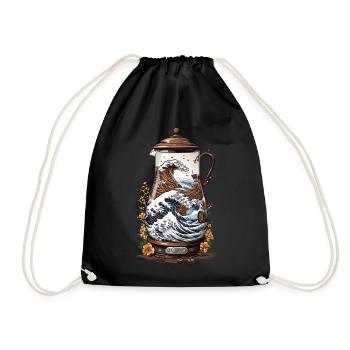 Coffee Lover Vintage Japan Style Coffee - Drawstring Bag - black - Front