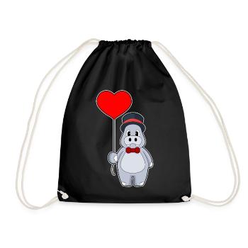 Hippopotame marié ballon mariage - Sac de sport léger - noir - Devant