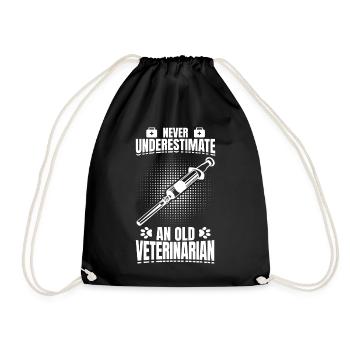 Never Underestimate An Old Veterinarian - Turnbeutel - Schwarz - Vorne