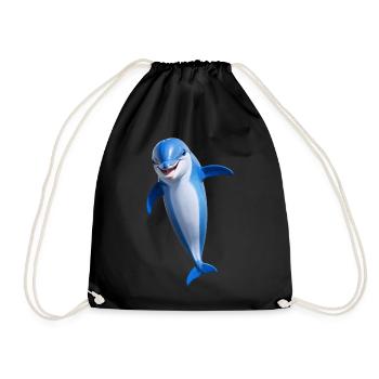 Fröhlicher Delphin - Turnbeutel - Schwarz - Vorne