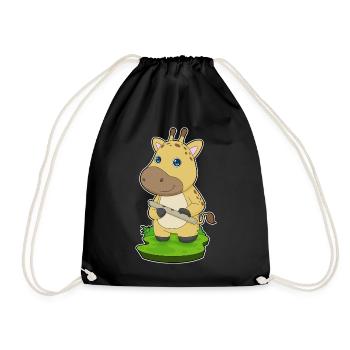 giraffe, musician, flute, music - Drawstring Bag - black - Front