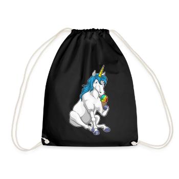 Einhorn Waffeleis - Turnbeutel - Schwarz - Vorne