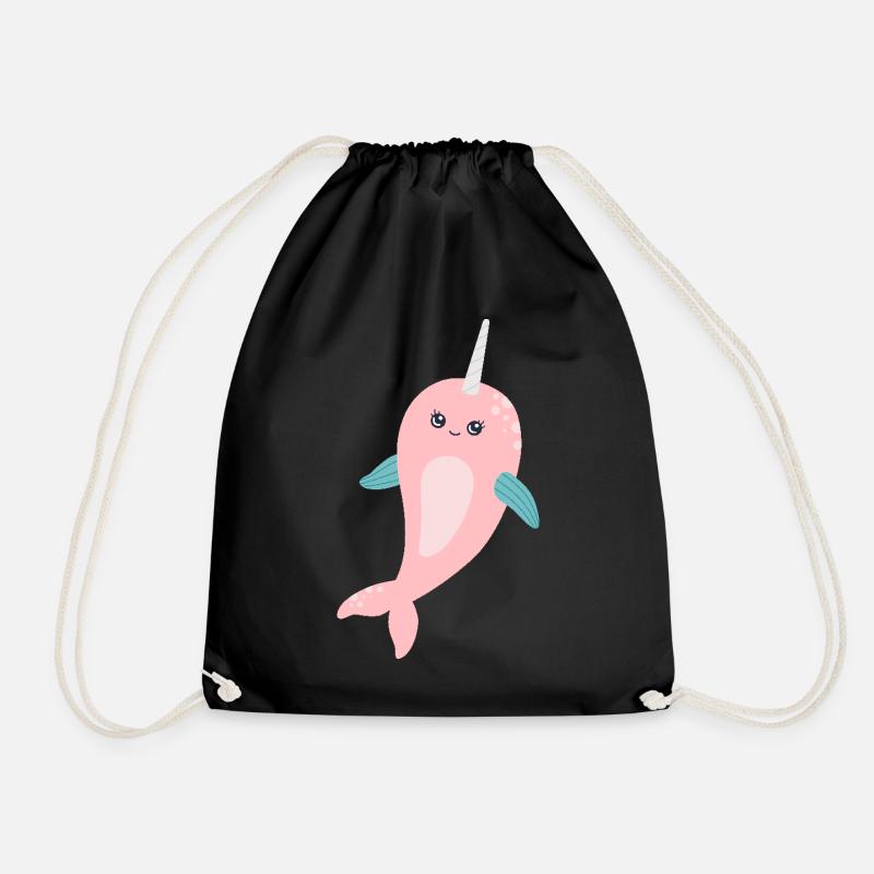 Sea Unicorn Narwhal - Drawstring Bag - black