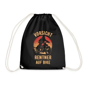 Motorrad Vintage Pensionär Rentner - Turnbeutel - Schwarz - Vorne