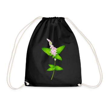 Menthe avec des fleurs – motif de la nature pour les amateurs d’herbes - Sac de sport léger - noir - Devant