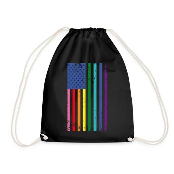 Regenbogen USA Flagge - Turnbeutel - Schwarz - Vorne