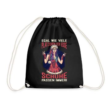 Weihnachtsgeschenk Frauen Plätzchen Lustig Idee - Turnbeutel - Schwarz - Vorne