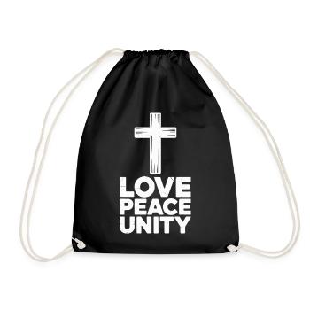 Amour, Paix, Unité, Croix, Spiritualité - Sac de sport léger - noir - Devant