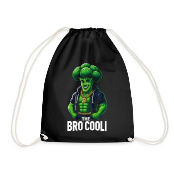 Funny Broccoli Shirt for Gym Lovers and Vegetarian - Drawstring Bag - black - Front