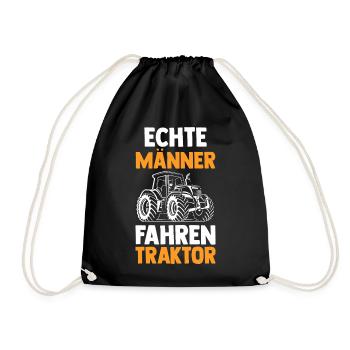 Trecker Landwirt Bauer Traktorfahrer Traktor - Turnbeutel - Schwarz - Vorne