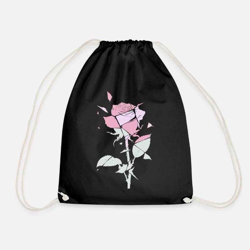 Pastellfarbene Rose Fragmente - Turnbeutel - Schwarz