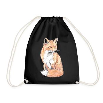 Little forest fox - a gentle companion - Drawstring Bag - black - Front