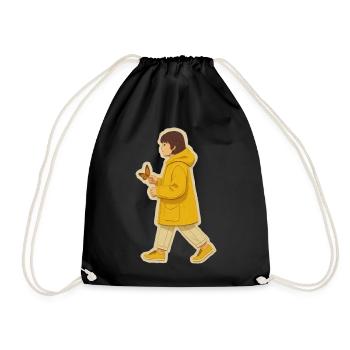 Junge in gelber Jacke mit Schmetterling - Turnbeutel - Schwarz - Vorne