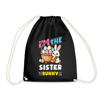 Joyeuse Pâques, douce chasse aux œufs du lapin, œufs de Pâques - Sac de sport léger - noir - Devant