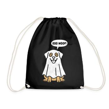 Labrador Boo Woof - Cadeau drôle pour un chien d’Halloween - Sac de sport léger - noir - Devant