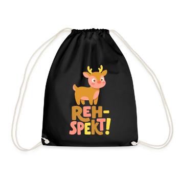 Reh-spekt! Lustiges Reh Wortspiel - Turnbeutel - Schwarz - Vorne