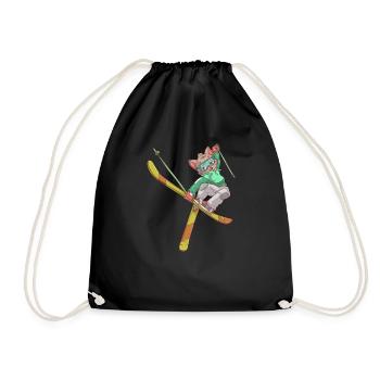 Ski Katze - Turnbeutel - Schwarz - Vorne