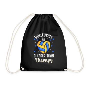 Volleyball player heartbeat - Drawstring Bag - black - Front