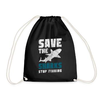 Great White Shark Fin Diver Water - Drawstring Bag - black - Front