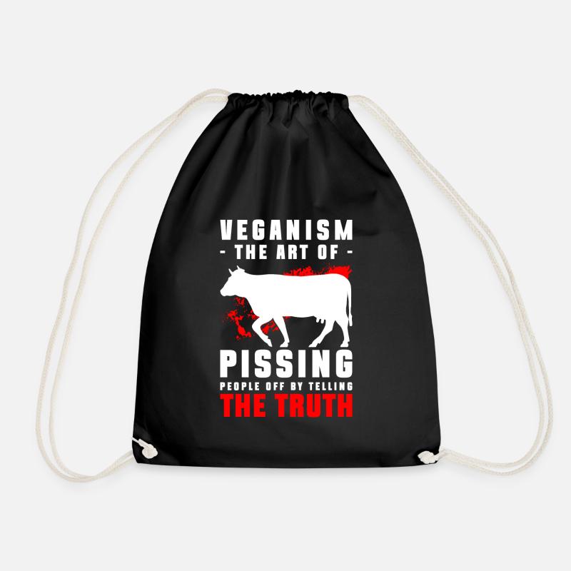 Vegan Vegetarier Gesund Fleischlos - Turnbeutel - Schwarz