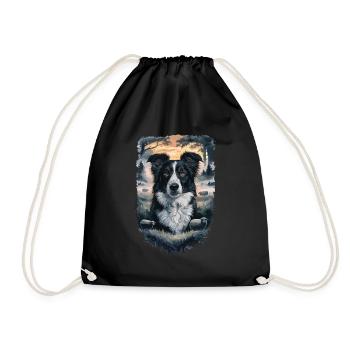 Schöner Border Collie Hund Design - Turnbeutel - Schwarz - Vorne
