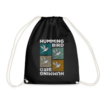 Hummingbirds Cute Sign - Drawstring Bag - black - Front