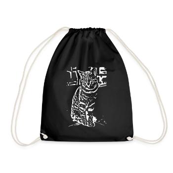 Katze weiß weiße Katzen Kätzchen cute Geschenk - Turnbeutel - Schwarz - Vorne