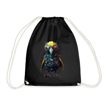 Cute Steampunk Bird - Drawstring Bag - black - Front