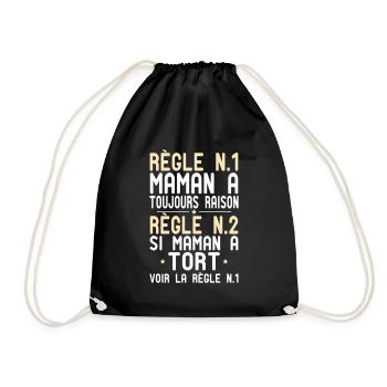 Maman a toujours raison - Idée Cadeau Humour - Sac de sport léger - noir - Devant