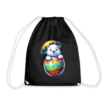 Ours polaire éclosion oeuf de Pâques dessin animé - Sac de sport léger - noir - Devant