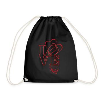 Love mit verschiedenen Herzen - Turnbeutel - Schwarz - Vorne
