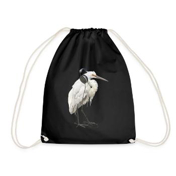 Reiher Vogel - Turnbeutel - Schwarz - Vorne
