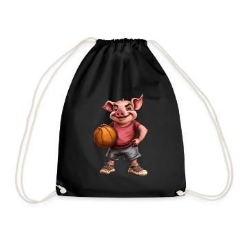 Basketball Pigs - Drawstring Bag - black - Front