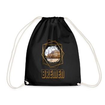 Bremen Germany City Skyline Gold Home - Drawstring Bag - black - Front