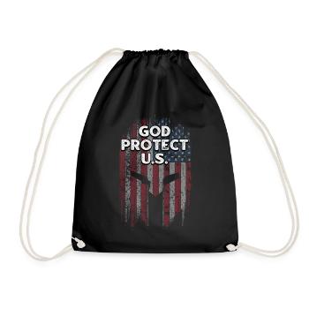 God Protect US 4th of July Independence Fourth of - Drawstring Bag - black - Front